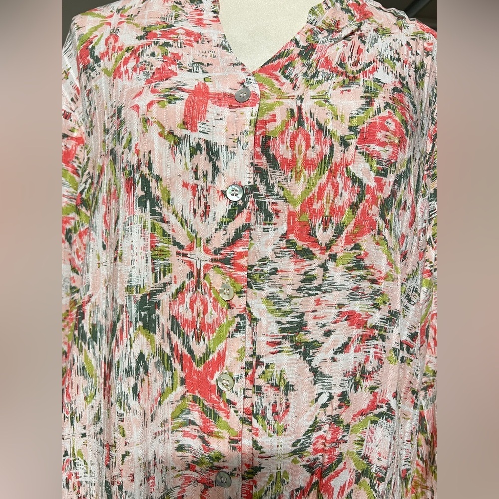 Allison Daley Vibrant Patterned Button-Down Shirt - Picture 9 of 9